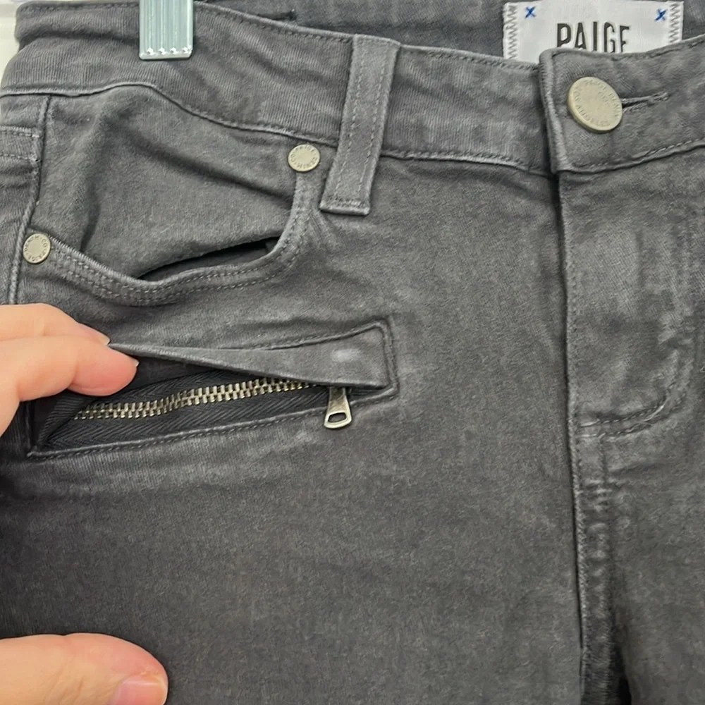Paige Size 26 Gray Low Rise Skinny Jeans with Zip Pockets - Picture 4 of 11